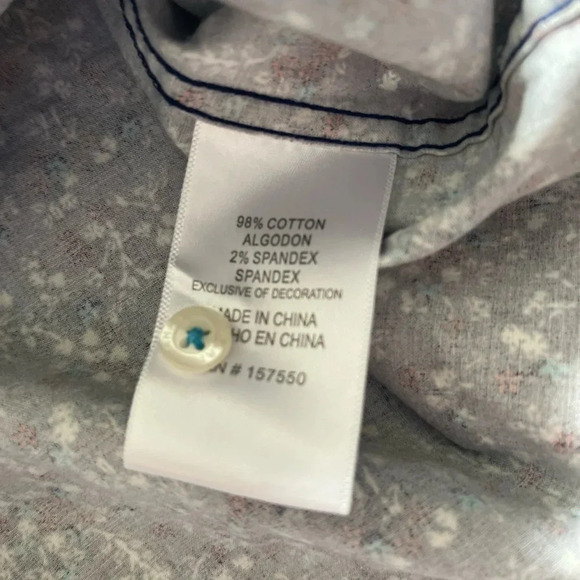 Tahari Stretch Short Sleeve Button Down Navy Patterned Shirt Men’s Large - Picture 6 of 10